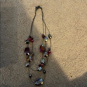 3 Layered Wire Large Beaded Necklace